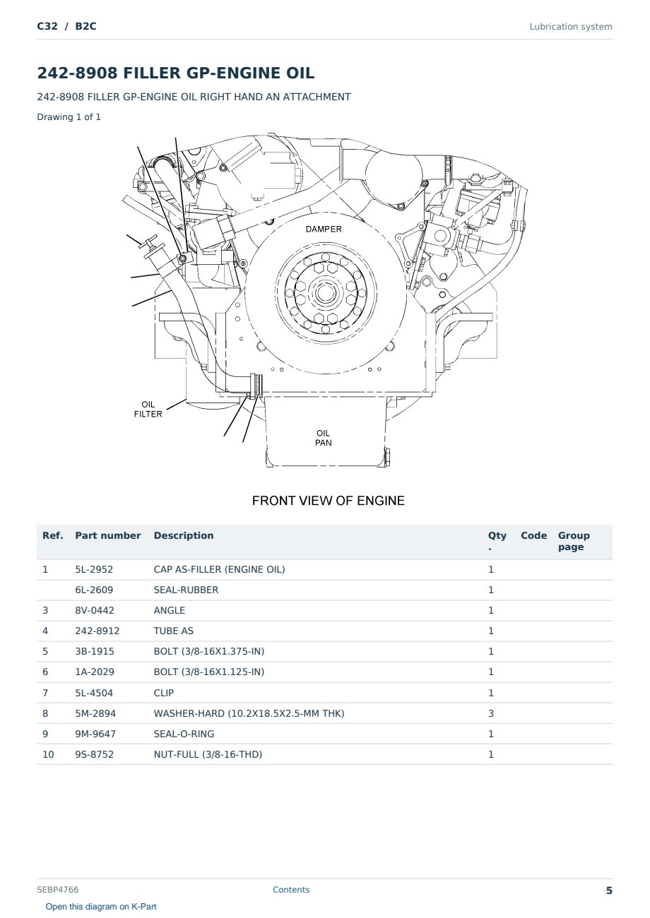 Caterpillar C32 S/N B2C Partsbook SEBP4766 (English) - sample page 5 of 10 Caterpillar C32 S/N B2C Partsbook SEBP4766 (English) - sample page 5 of 10