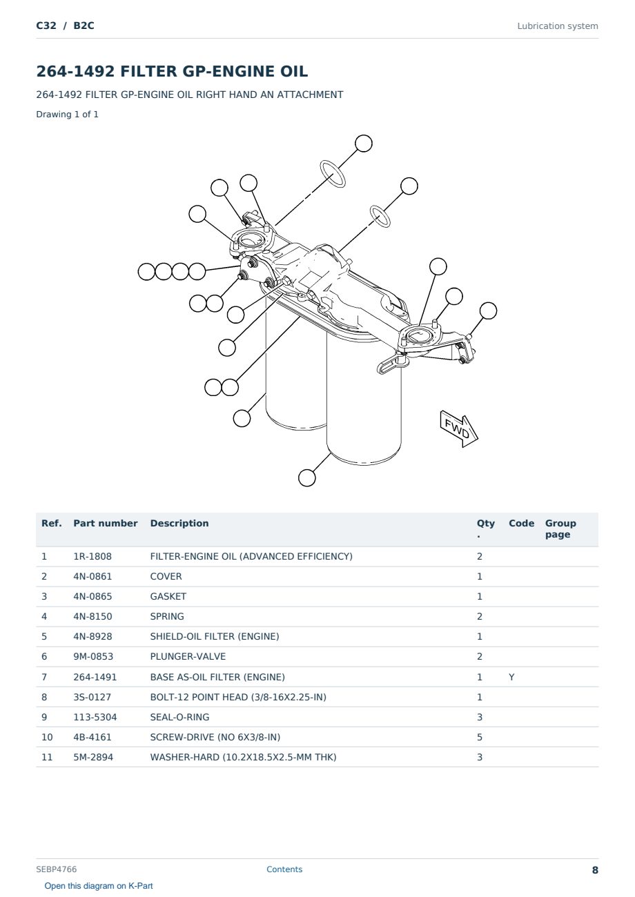 Caterpillar C32 S/N B2C Partsbook SEBP4766 (English) - sample page 8 of 10 Caterpillar C32 S/N B2C Partsbook SEBP4766 (English) - sample page 8 of 10