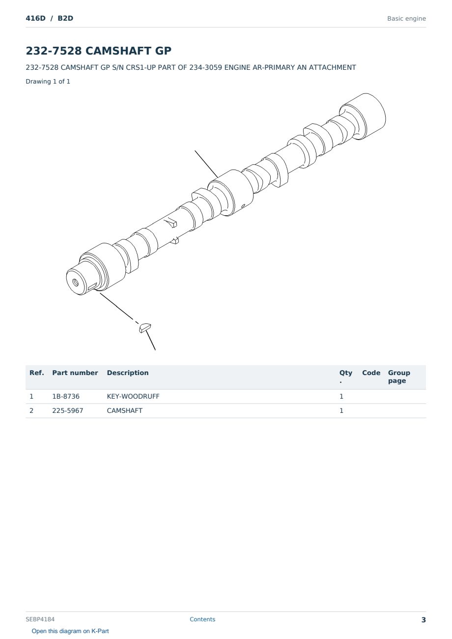 Caterpillar 416D S/N B2D Partsbook SEBP4184 (English) - sample page 3 of 10 Caterpillar 416D S/N B2D Partsbook SEBP4184 (English) - sample page 3 of 10