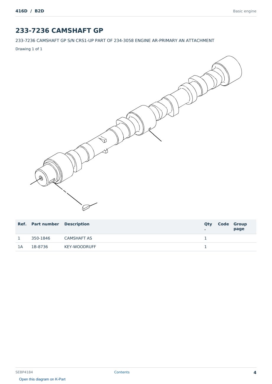 Caterpillar 416D S/N B2D Partsbook SEBP4184 (English) - sample page 4 of 10 Caterpillar 416D S/N B2D Partsbook SEBP4184 (English) - sample page 4 of 10