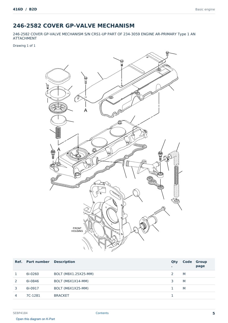 Caterpillar 416D S/N B2D Partsbook SEBP4184 (English) - sample page 5 of 10 Caterpillar 416D S/N B2D Partsbook SEBP4184 (English) - sample page 5 of 10