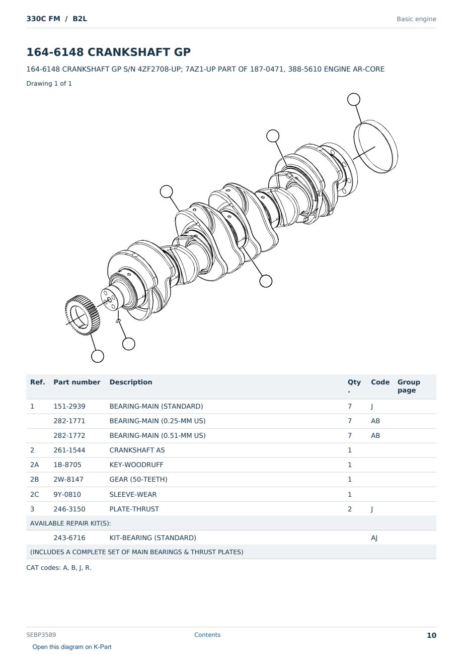 Caterpillar 330C FM S/N B2L Partsbook SEBP3589 (English) - sample page 10 of 10 Caterpillar 330C FM S/N B2L Partsbook SEBP3589 (English) - sample page 10 of 10