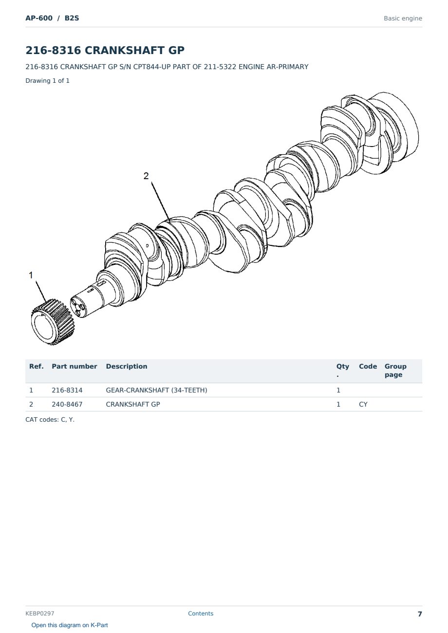 Caterpillar AP-600 S/N B2S Partsbook KEBP0297 (English) - sample page 7 of 10 Caterpillar AP-600 S/N B2S Partsbook KEBP0297 (English) - sample page 7 of 10