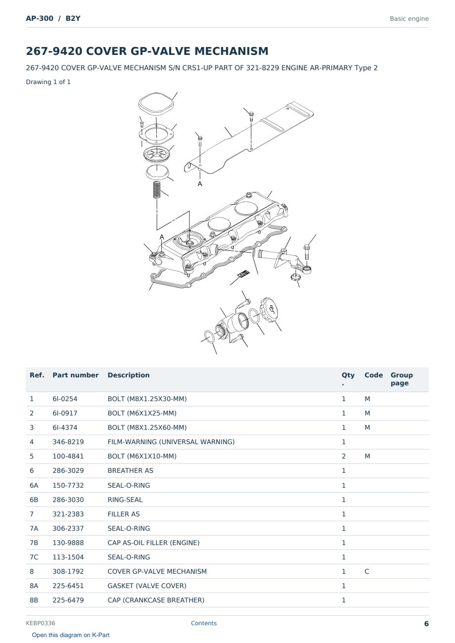 Caterpillar AP-300 S/N B2Y Partsbook KEBP0336 (English) - sample page 6 of 10 Caterpillar AP-300 S/N B2Y Partsbook KEBP0336 (English) - sample page 6 of 10