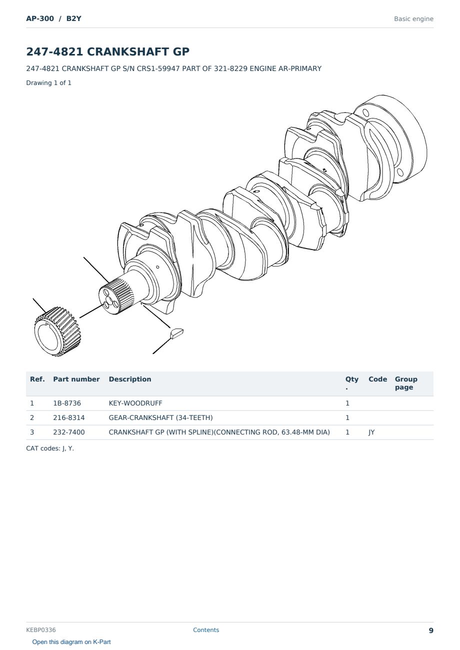 Caterpillar AP-300 S/N B2Y Partsbook KEBP0336 (English) - sample page 9 of 10 Caterpillar AP-300 S/N B2Y Partsbook KEBP0336 (English) - sample page 9 of 10