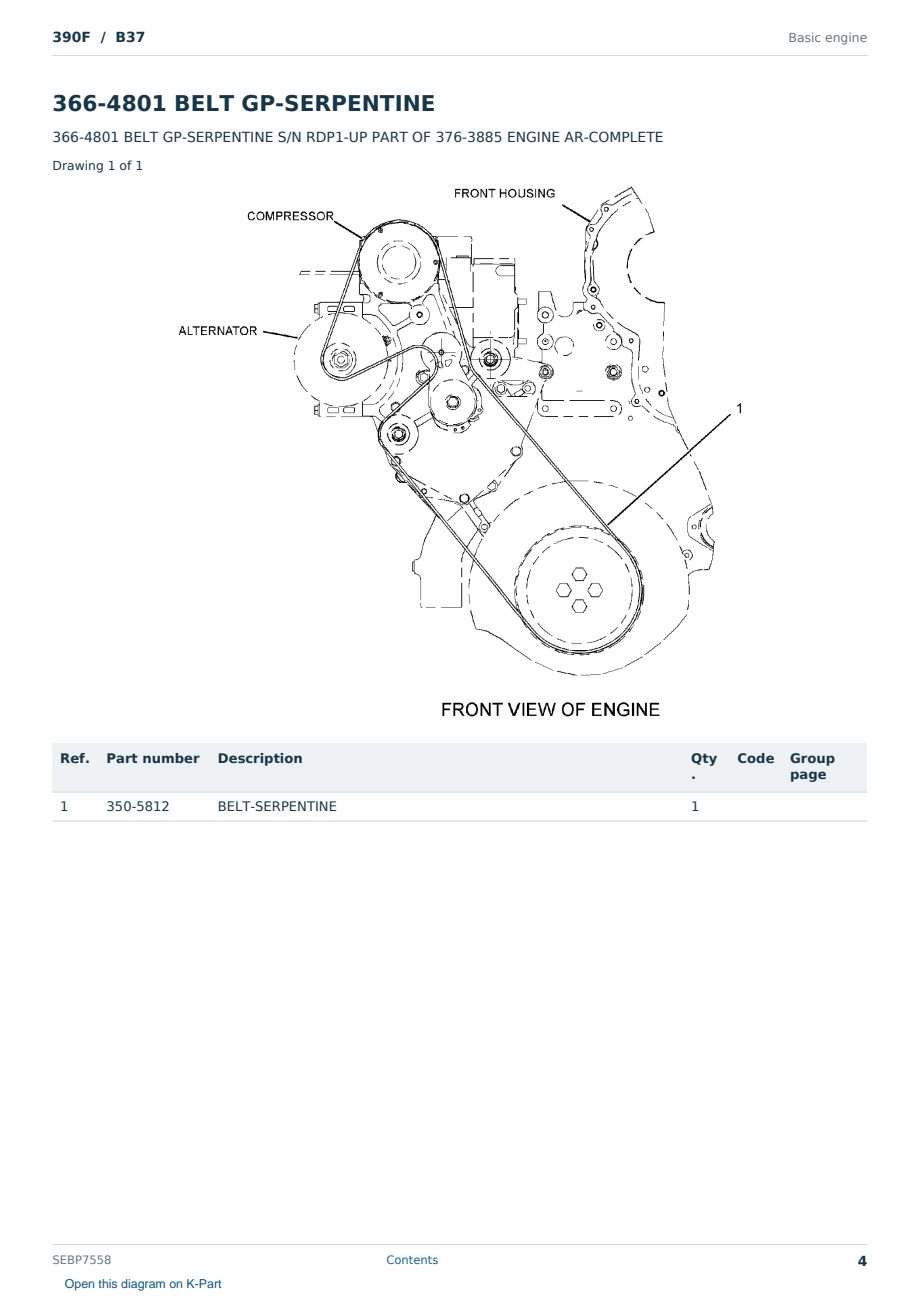 Caterpillar 390F S/N B37 Partsbook SEBP7558 (English) - sample page 4 of 10 Caterpillar 390F S/N B37 Partsbook SEBP7558 (English) - sample page 4 of 10