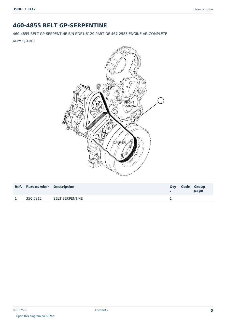 Caterpillar 390F S/N B37 Partsbook SEBP7558 (English) - sample page 5 of 10 Caterpillar 390F S/N B37 Partsbook SEBP7558 (English) - sample page 5 of 10