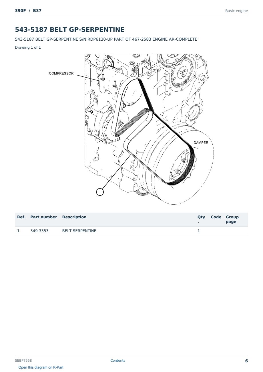 Caterpillar 390F S/N B37 Partsbook SEBP7558 (English) - sample page 6 of 10 Caterpillar 390F S/N B37 Partsbook SEBP7558 (English) - sample page 6 of 10
