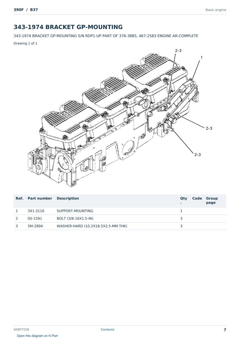 Caterpillar 390F S/N B37 Partsbook SEBP7558 (English) - sample page 7 of 10 Caterpillar 390F S/N B37 Partsbook SEBP7558 (English) - sample page 7 of 10