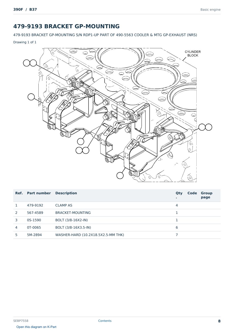 Caterpillar 390F S/N B37 Partsbook SEBP7558 (English) - sample page 8 of 10 Caterpillar 390F S/N B37 Partsbook SEBP7558 (English) - sample page 8 of 10