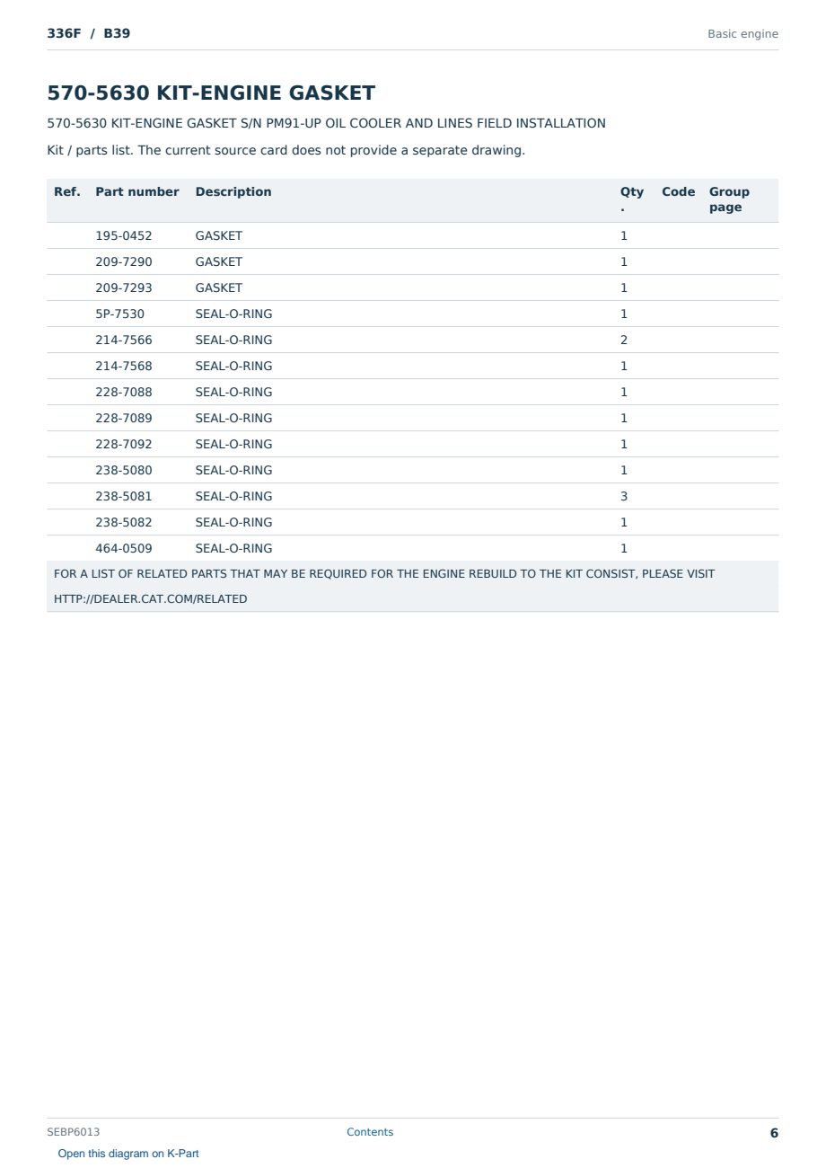 Caterpillar 336F S/N B39 Partsbook SEBP6013 (English) - sample page 6 of 8 Caterpillar 336F S/N B39 Partsbook SEBP6013 (English) - sample page 6 of 8
