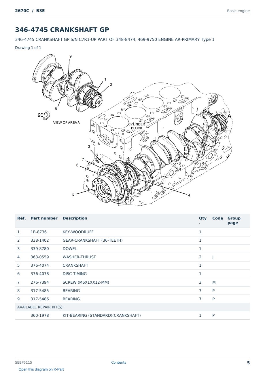 Caterpillar 2670C S/N B3E Partsbook SEBP5115 (English) - sample page 5 of 10 Caterpillar 2670C S/N B3E Partsbook SEBP5115 (English) - sample page 5 of 10