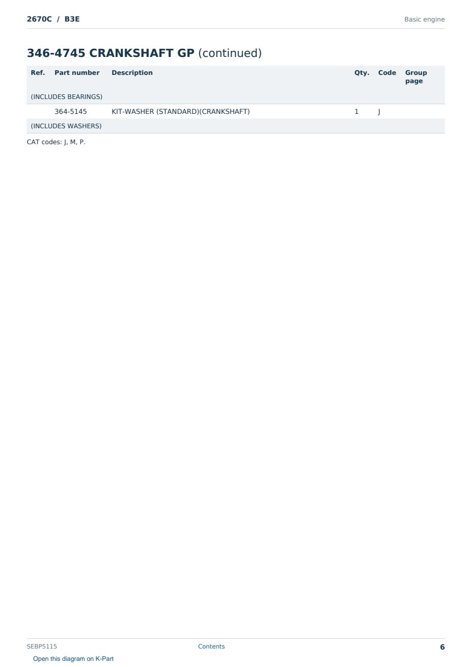 Caterpillar 2670C S/N B3E Partsbook SEBP5115 (English) - sample page 6 of 10 Caterpillar 2670C S/N B3E Partsbook SEBP5115 (English) - sample page 6 of 10