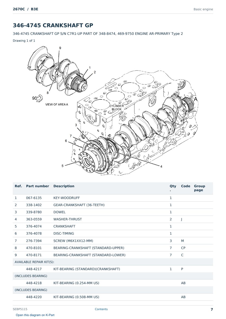 Caterpillar 2670C S/N B3E Partsbook SEBP5115 (English) - sample page 7 of 10 Caterpillar 2670C S/N B3E Partsbook SEBP5115 (English) - sample page 7 of 10