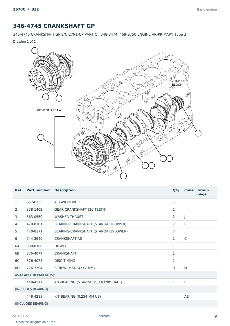Caterpillar 2670C S/N B3E Partsbook SEBP5115 (English) - sample page 9 of 10 Caterpillar 2670C S/N B3E Partsbook SEBP5115 (English) - sample page 9 of 10