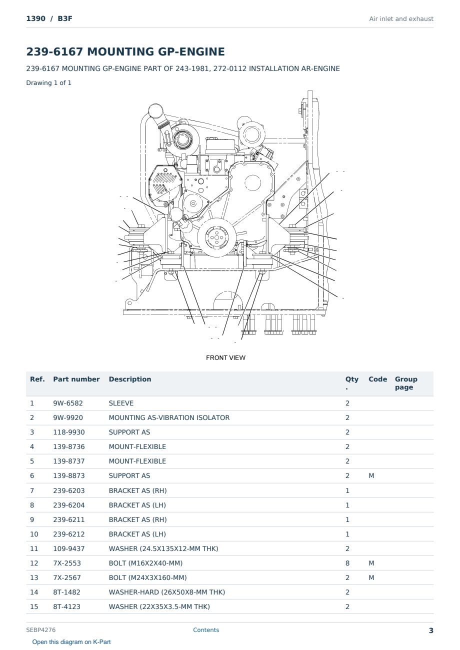 Caterpillar 1390 S/N B3F Partsbook SEBP4276 (English) - sample page 3 of 10 Caterpillar 1390 S/N B3F Partsbook SEBP4276 (English) - sample page 3 of 10