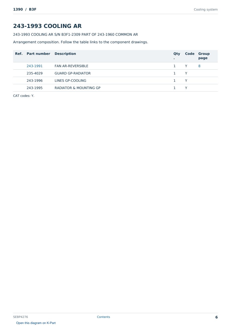 Caterpillar 1390 S/N B3F Partsbook SEBP4276 (English) - sample page 6 of 10 Caterpillar 1390 S/N B3F Partsbook SEBP4276 (English) - sample page 6 of 10