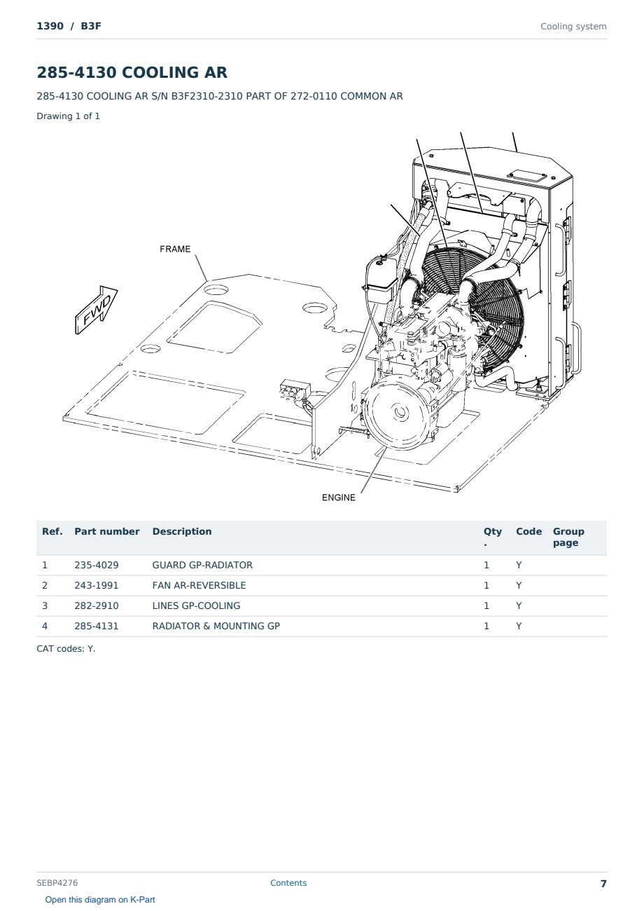 Caterpillar 1390 S/N B3F Partsbook SEBP4276 (English) - sample page 7 of 10 Caterpillar 1390 S/N B3F Partsbook SEBP4276 (English) - sample page 7 of 10