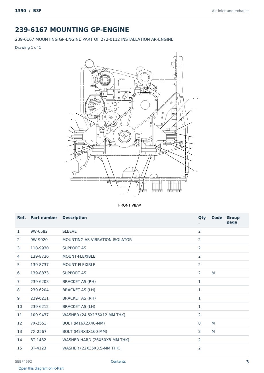 Caterpillar 1390 S/N B3F Partsbook SEBP4592 (English) - sample page 3 of 10 Caterpillar 1390 S/N B3F Partsbook SEBP4592 (English) - sample page 3 of 10