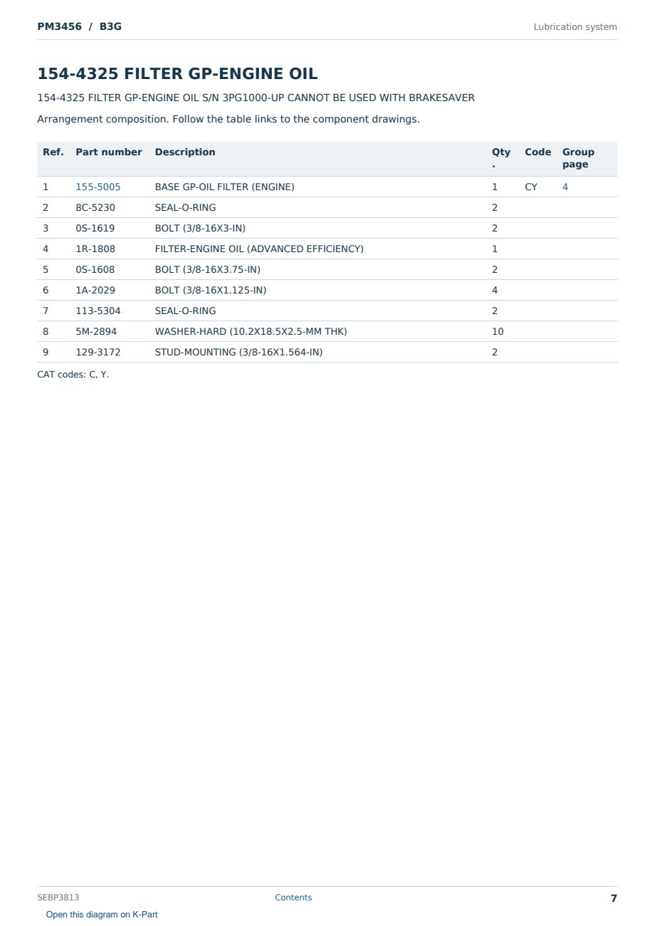 Caterpillar PM3456 S/N B3G Partsbook SEBP3813 (English) - sample page 7 of 10 Caterpillar PM3456 S/N B3G Partsbook SEBP3813 (English) - sample page 7 of 10