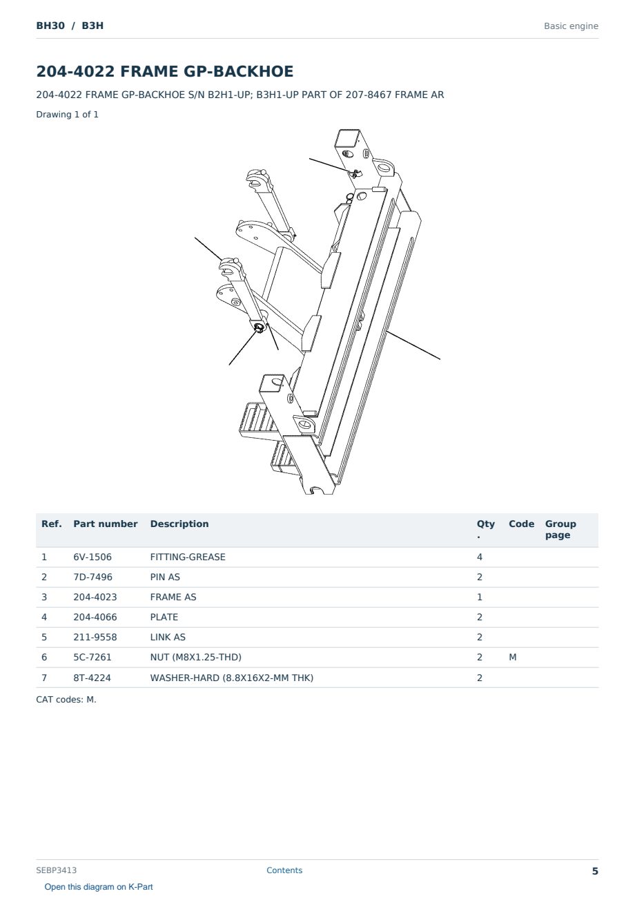 Caterpillar BH30 S/N B3H Partsbook SEBP3413 (English) - sample page 5 of 10 Caterpillar BH30 S/N B3H Partsbook SEBP3413 (English) - sample page 5 of 10