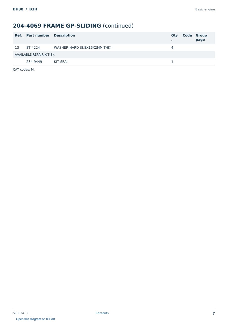 Caterpillar BH30 S/N B3H Partsbook SEBP3413 (English) - sample page 7 of 10 Caterpillar BH30 S/N B3H Partsbook SEBP3413 (English) - sample page 7 of 10