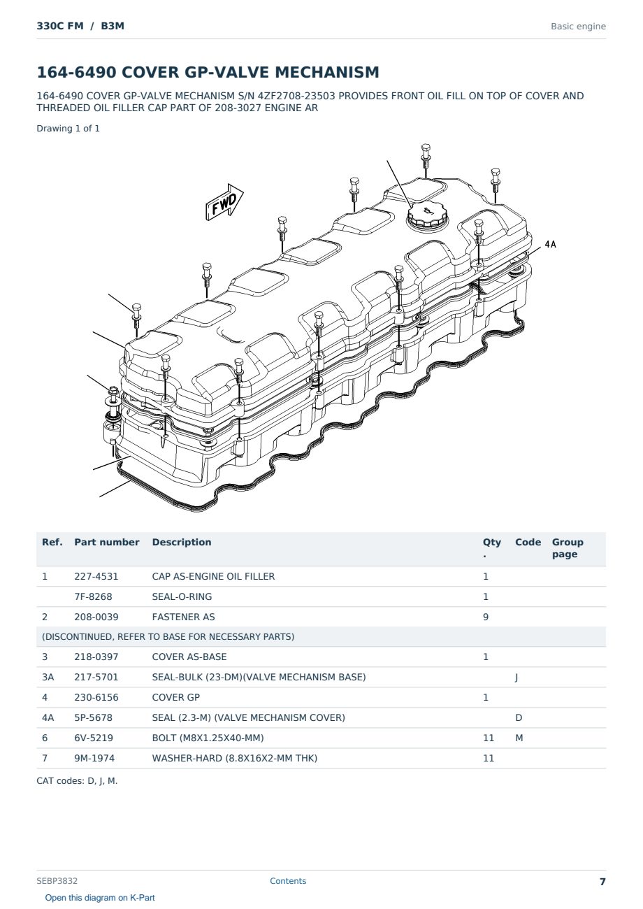 Caterpillar 330C FM S/N B3M Partsbook SEBP3832 (English) - sample page 7 of 10 Caterpillar 330C FM S/N B3M Partsbook SEBP3832 (English) - sample page 7 of 10