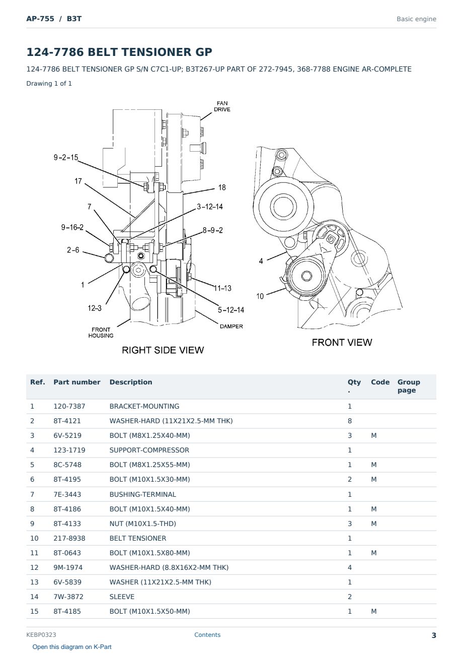 Caterpillar AP-755 S/N B3T Partsbook KEBP0323 (English) - sample page 3 of 10 Caterpillar AP-755 S/N B3T Partsbook KEBP0323 (English) - sample page 3 of 10