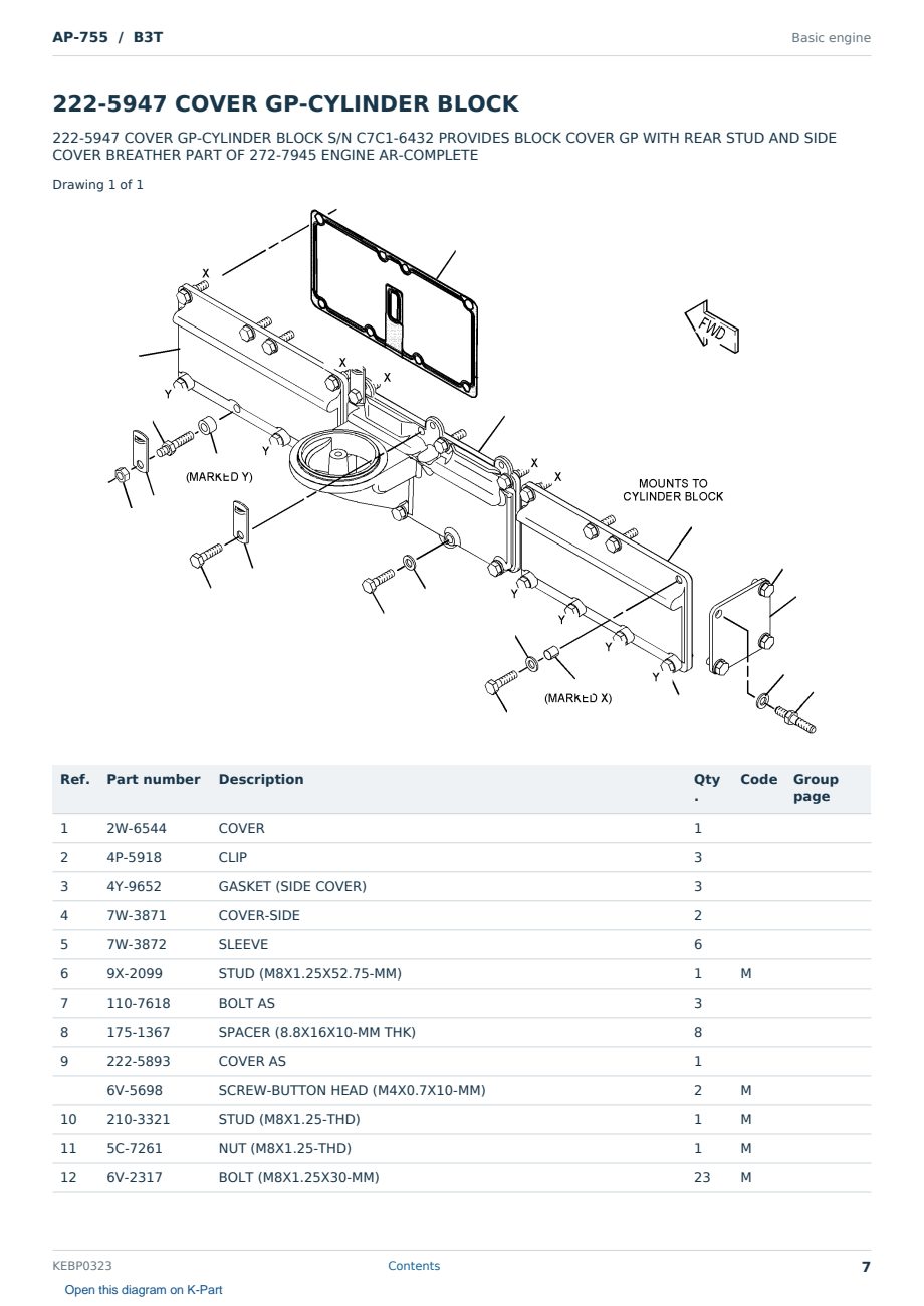 Caterpillar AP-755 S/N B3T Partsbook KEBP0323 (English) - sample page 7 of 10 Caterpillar AP-755 S/N B3T Partsbook KEBP0323 (English) - sample page 7 of 10