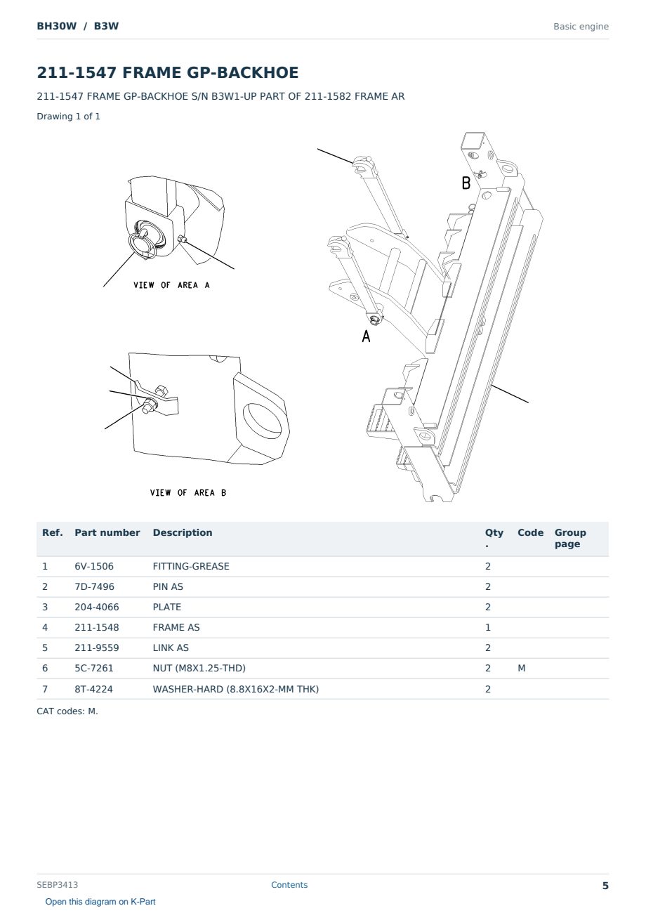 Caterpillar BH30W S/N B3W Partsbook SEBP3413 (English) - sample page 5 of 10 Caterpillar BH30W S/N B3W Partsbook SEBP3413 (English) - sample page 5 of 10