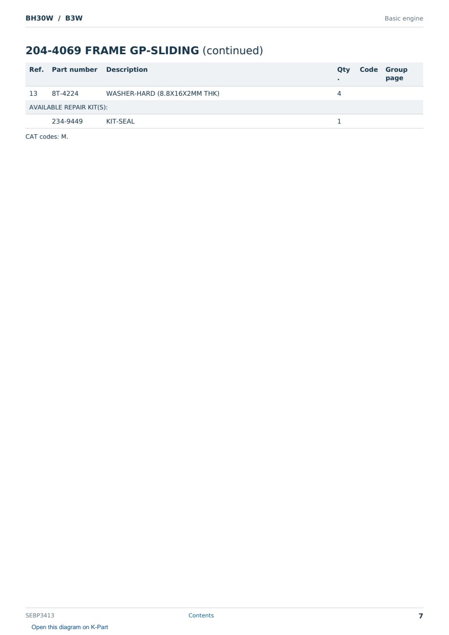 Caterpillar BH30W S/N B3W Partsbook SEBP3413 (English) - sample page 7 of 10 Caterpillar BH30W S/N B3W Partsbook SEBP3413 (English) - sample page 7 of 10