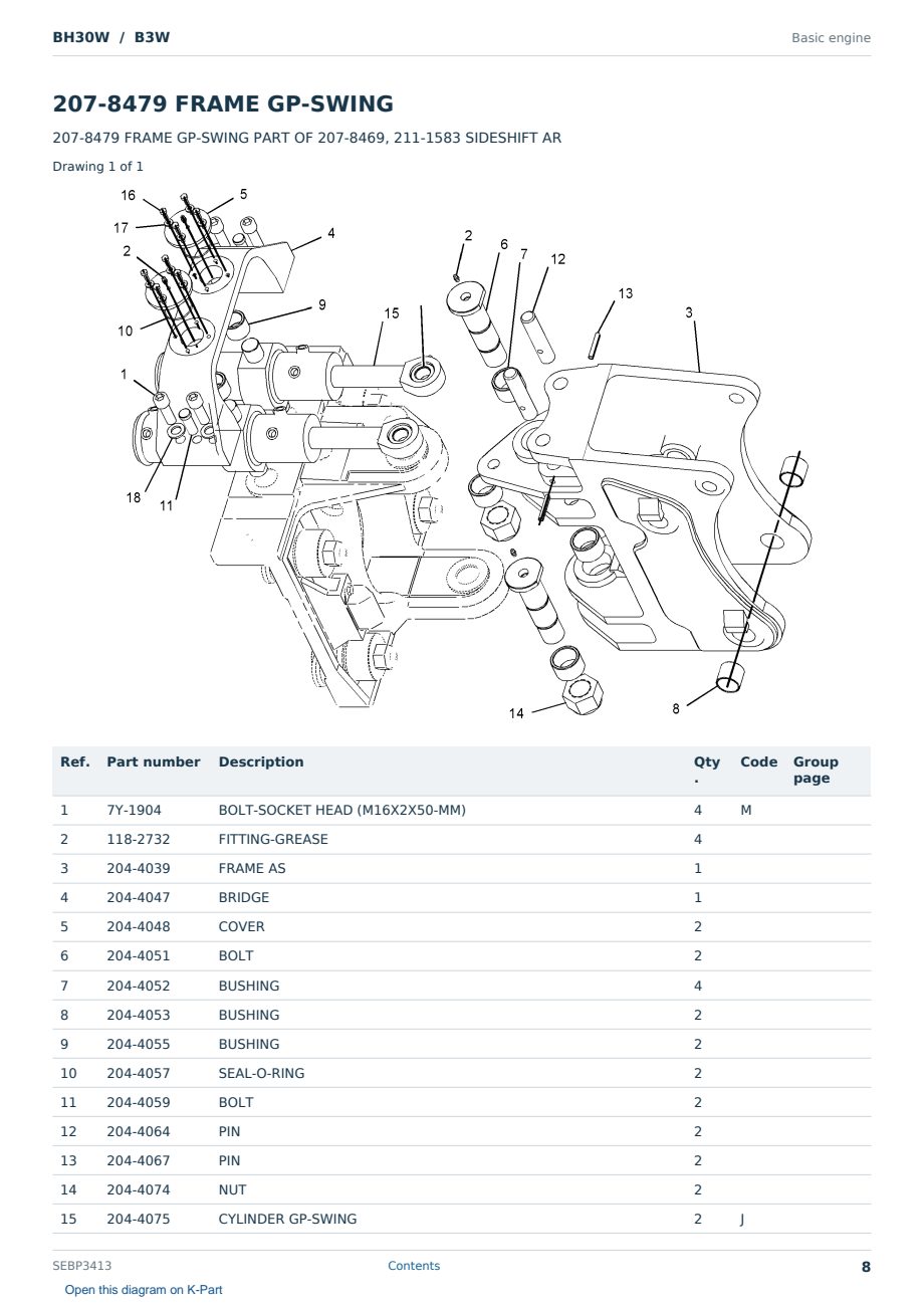 Caterpillar BH30W S/N B3W Partsbook SEBP3413 (English) - sample page 8 of 10 Caterpillar BH30W S/N B3W Partsbook SEBP3413 (English) - sample page 8 of 10