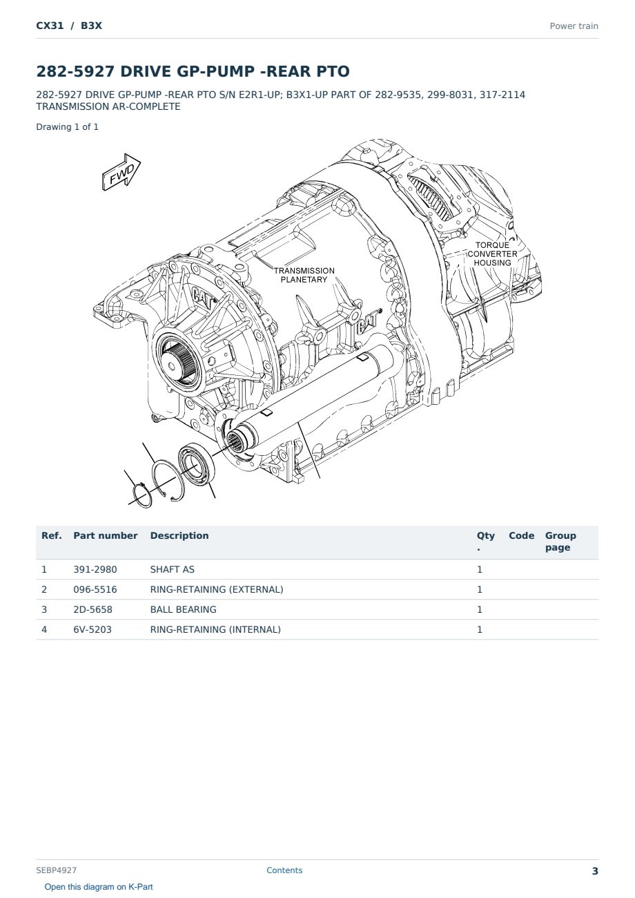 Caterpillar CX31 S/N B3X Partsbook SEBP4927 (English) - sample page 3 of 10 Caterpillar CX31 S/N B3X Partsbook SEBP4927 (English) - sample page 3 of 10
