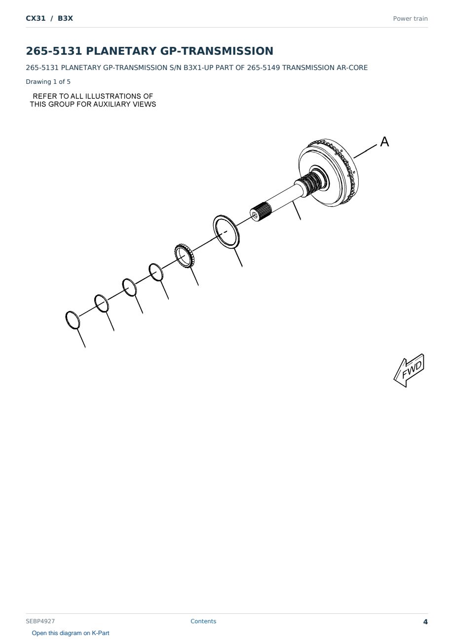 Caterpillar CX31 S/N B3X Partsbook SEBP4927 (English) - sample page 4 of 10 Caterpillar CX31 S/N B3X Partsbook SEBP4927 (English) - sample page 4 of 10