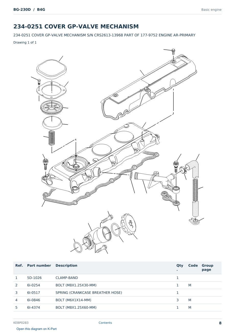 Caterpillar BG-230D S/N B4G Partsbook KEBP0283 (English) - sample page 8 of 10 Caterpillar BG-230D S/N B4G Partsbook KEBP0283 (English) - sample page 8 of 10