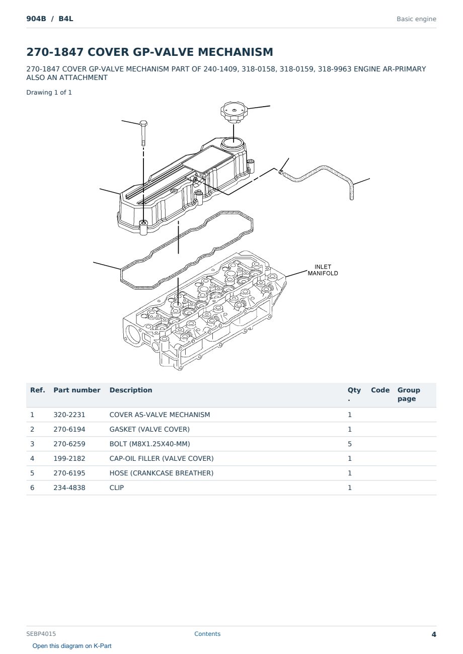 Caterpillar 904B S/N B4L Partsbook SEBP4015 (English) - sample page 4 of 10 Caterpillar 904B S/N B4L Partsbook SEBP4015 (English) - sample page 4 of 10