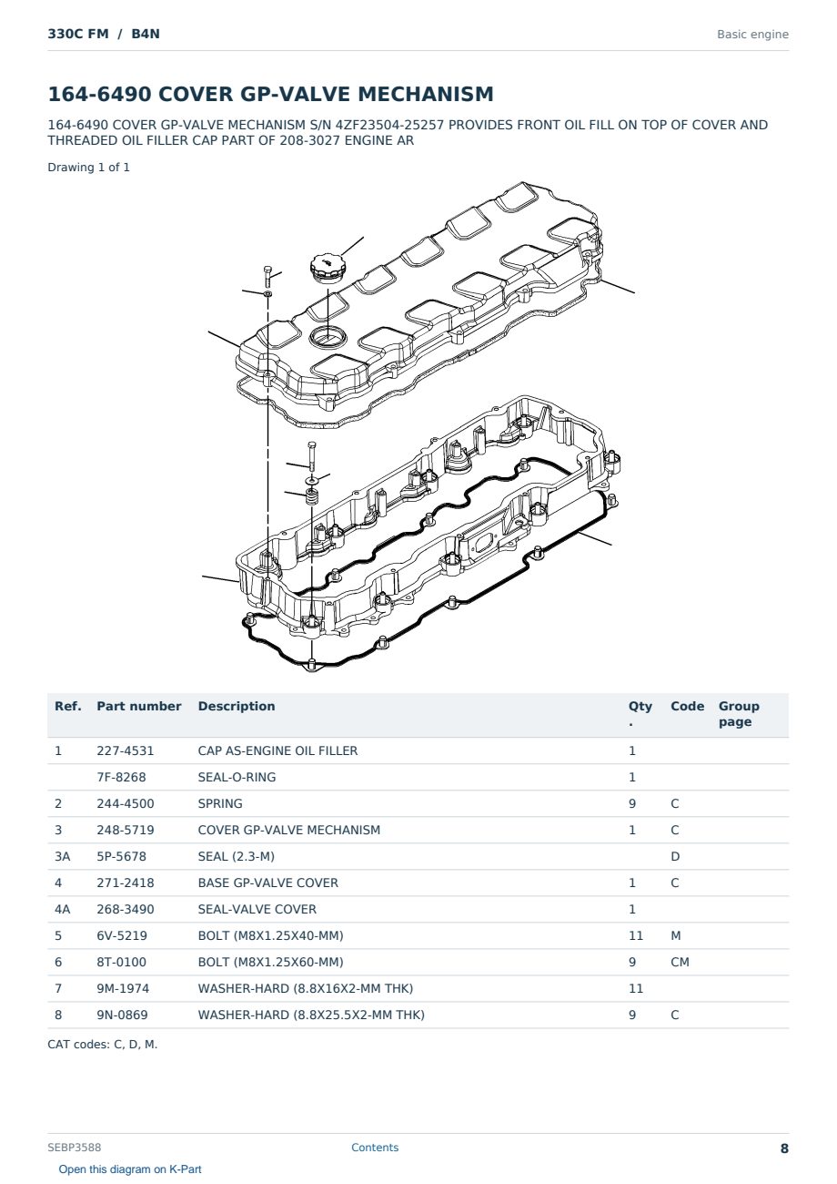 Caterpillar 330C FM S/N B4N Partsbook SEBP3588 (English) - sample page 8 of 10 Caterpillar 330C FM S/N B4N Partsbook SEBP3588 (English) - sample page 8 of 10