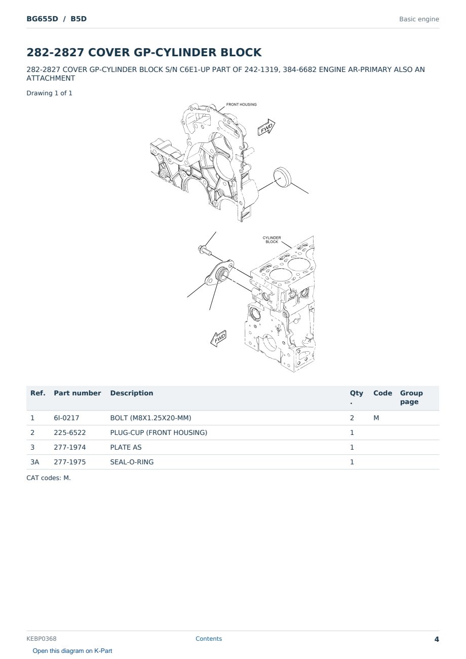Caterpillar BG655D S/N B5D Partsbook KEBP0368 (English) - sample page 4 of 10 Caterpillar BG655D S/N B5D Partsbook KEBP0368 (English) - sample page 4 of 10