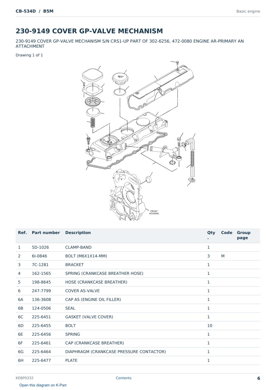 Caterpillar CB-534D S/N B5M Partsbook KEBP0332 (English) - sample page 6 of 10 Caterpillar CB-534D S/N B5M Partsbook KEBP0332 (English) - sample page 6 of 10