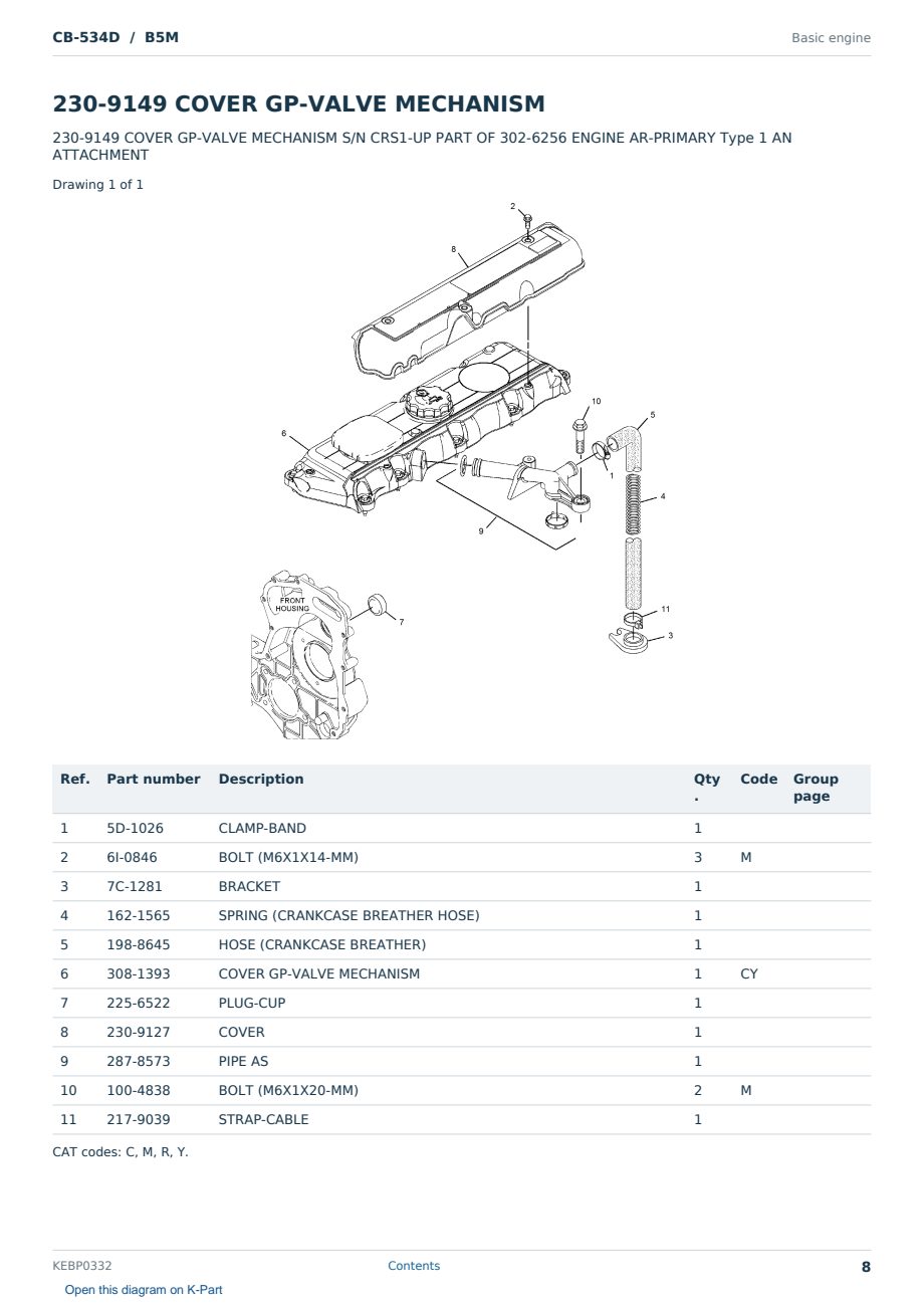 Caterpillar CB-534D S/N B5M Partsbook KEBP0332 (English) - sample page 8 of 10 Caterpillar CB-534D S/N B5M Partsbook KEBP0332 (English) - sample page 8 of 10