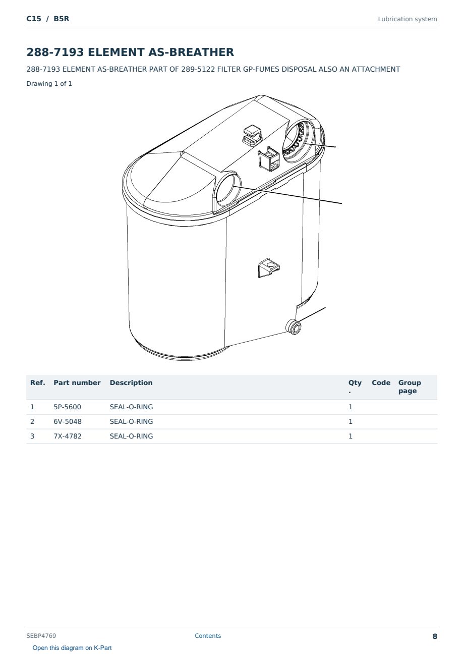 Caterpillar C15 S/N B5R Partsbook SEBP4769 (English) - sample page 8 of 10 Caterpillar C15 S/N B5R Partsbook SEBP4769 (English) - sample page 8 of 10