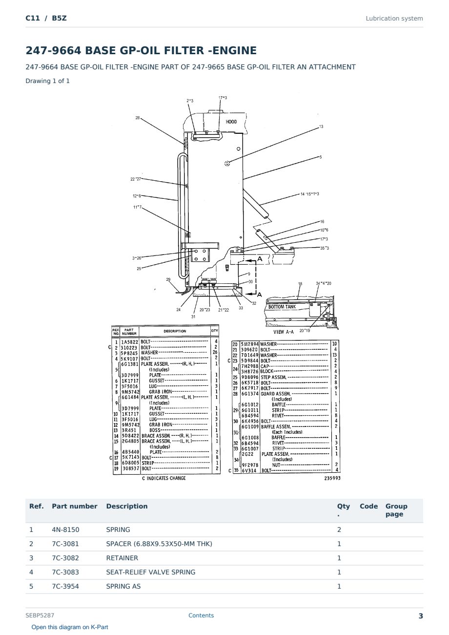 Caterpillar C11 S/N B5Z Partsbook SEBP5287 (English) - sample page 3 of 10 Caterpillar C11 S/N B5Z Partsbook SEBP5287 (English) - sample page 3 of 10