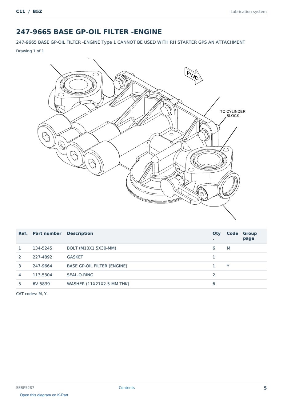 Caterpillar C11 S/N B5Z Partsbook SEBP5287 (English) - sample page 5 of 10 Caterpillar C11 S/N B5Z Partsbook SEBP5287 (English) - sample page 5 of 10