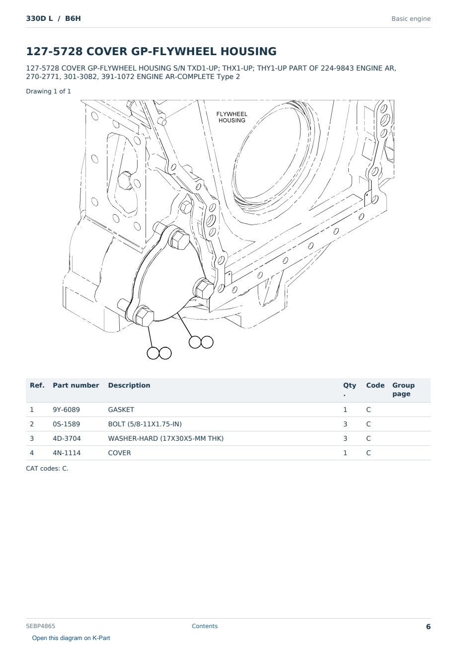 Caterpillar 330D L S/N B6H Partsbook SEBP4865 (English) - sample page 6 of 10 Caterpillar 330D L S/N B6H Partsbook SEBP4865 (English) - sample page 6 of 10