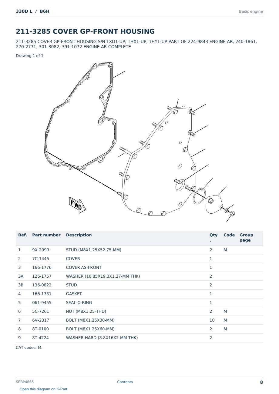 Caterpillar 330D L S/N B6H Partsbook SEBP4865 (English) - sample page 8 of 10 Caterpillar 330D L S/N B6H Partsbook SEBP4865 (English) - sample page 8 of 10