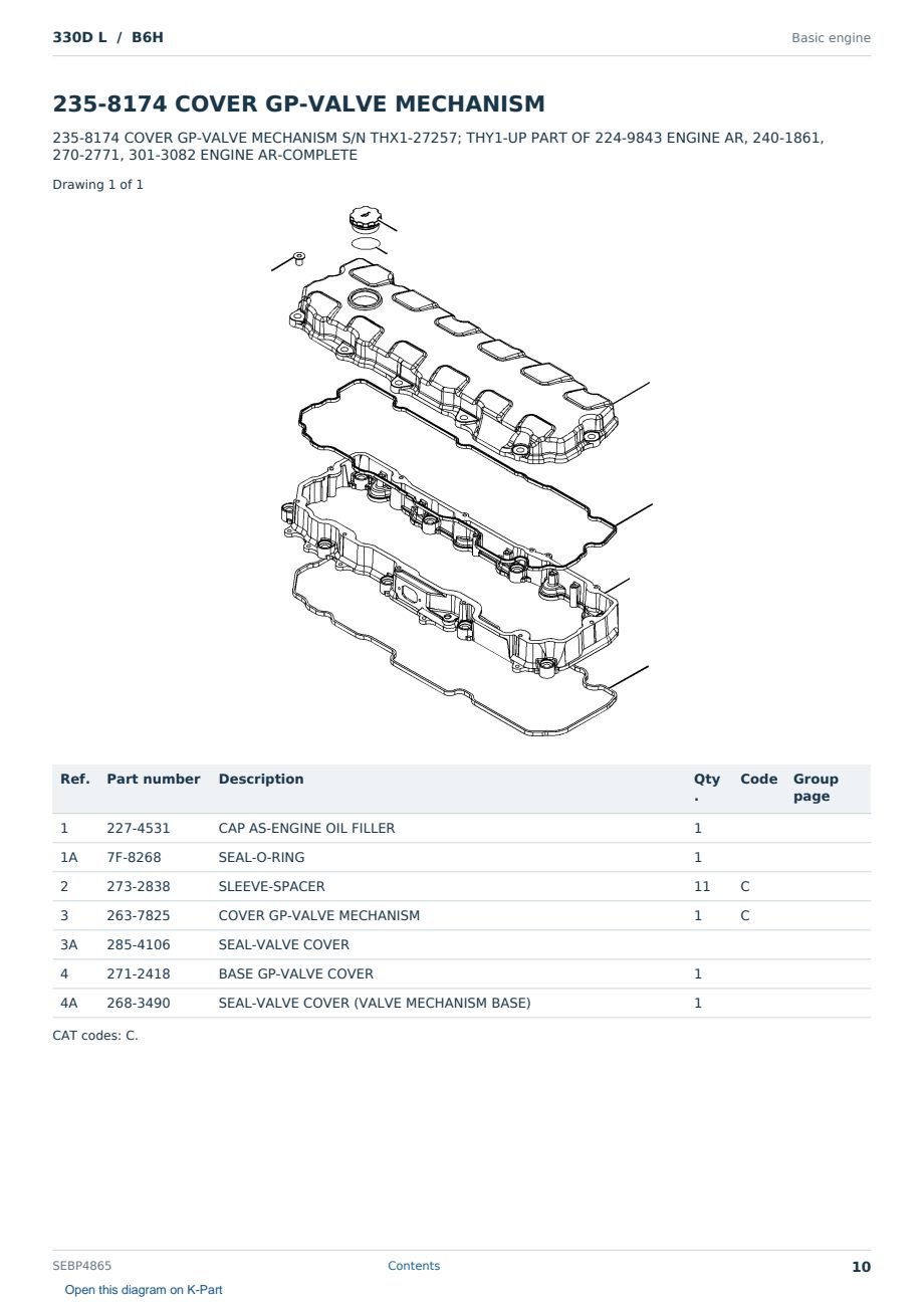 Caterpillar 330D L S/N B6H Partsbook SEBP4865 (English) - sample page 10 of 10 Caterpillar 330D L S/N B6H Partsbook SEBP4865 (English) - sample page 10 of 10