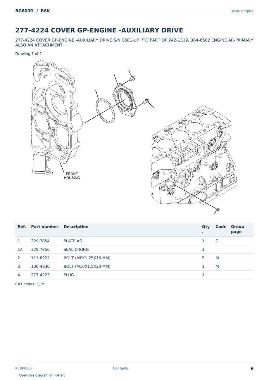 Caterpillar BG600D S/N B6K Partsbook KEBP0367 (English) - sample page 6 of 10 Caterpillar BG600D S/N B6K Partsbook KEBP0367 (English) - sample page 6 of 10