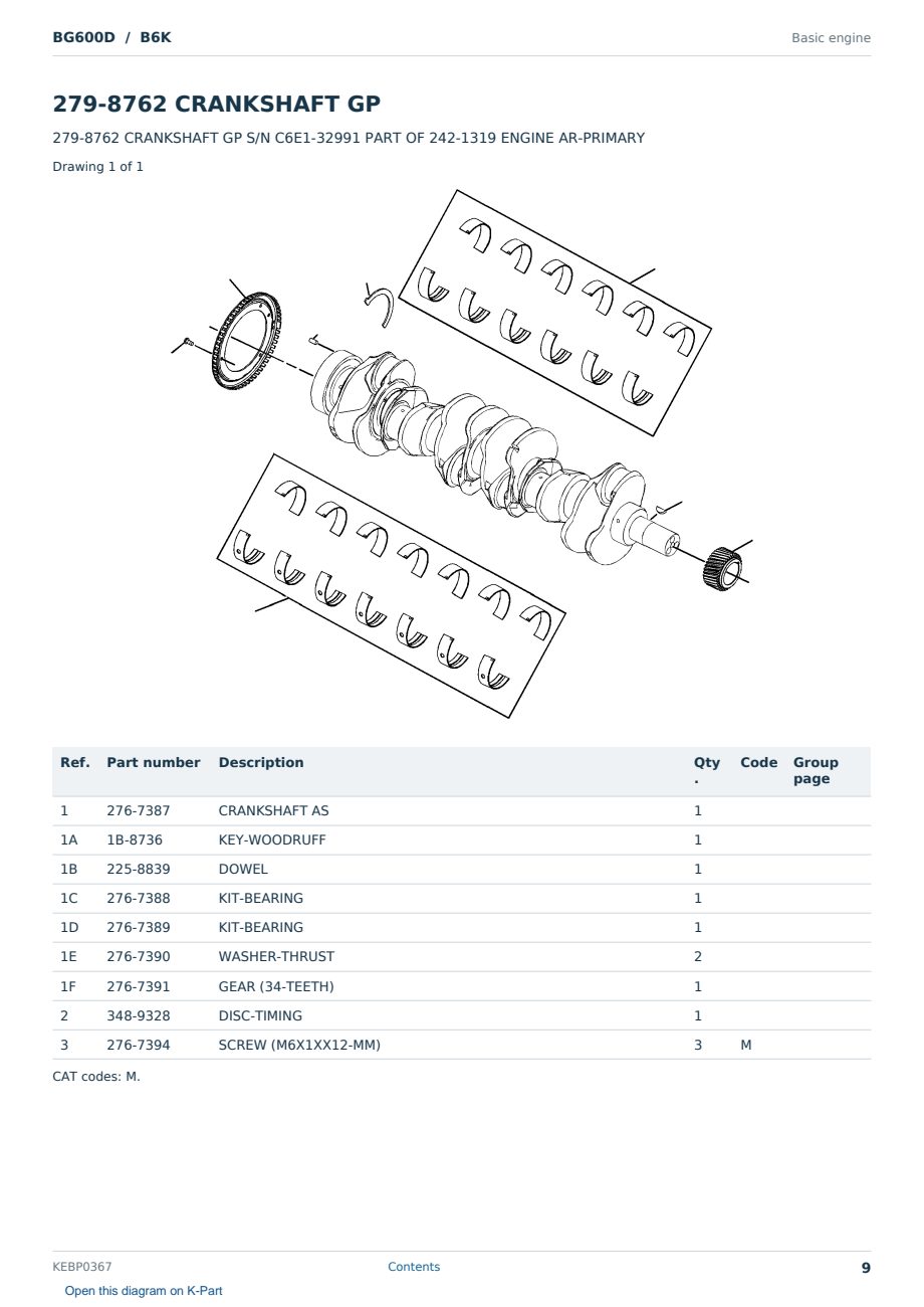 Caterpillar BG600D S/N B6K Partsbook KEBP0367 (English) - sample page 9 of 10 Caterpillar BG600D S/N B6K Partsbook KEBP0367 (English) - sample page 9 of 10