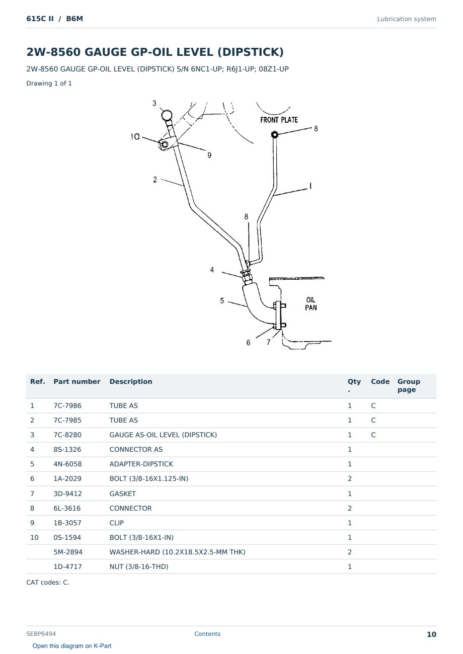 Caterpillar 615C II S/N B6M Partsbook SEBP6494 (English) - sample page 10 of 10 Caterpillar 615C II S/N B6M Partsbook SEBP6494 (English) - sample page 10 of 10
