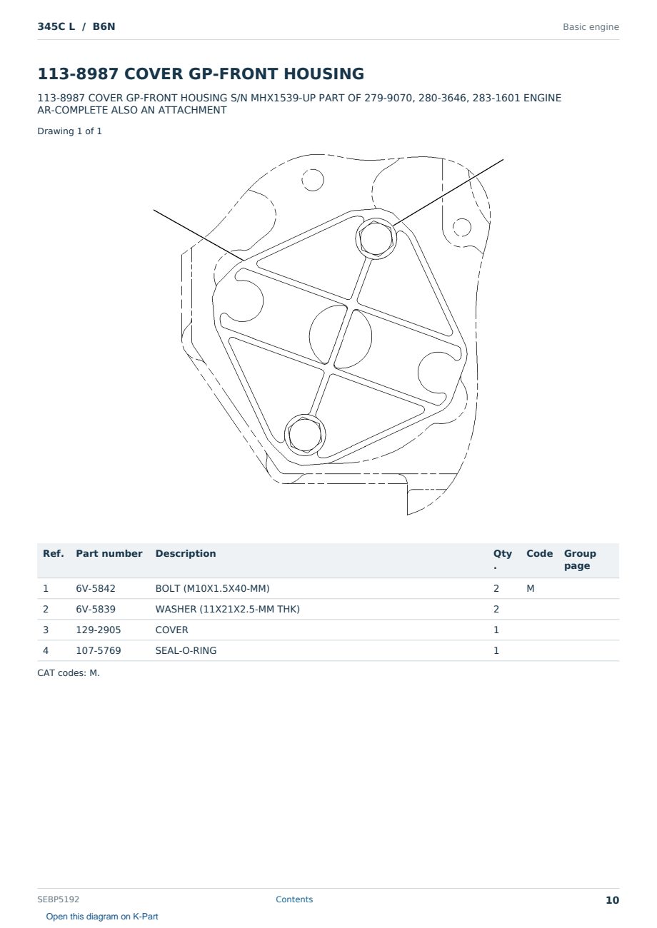 Caterpillar 345C L S/N B6N Partsbook SEBP5192 (English) - sample page 10 of 10 Caterpillar 345C L S/N B6N Partsbook SEBP5192 (English) - sample page 10 of 10